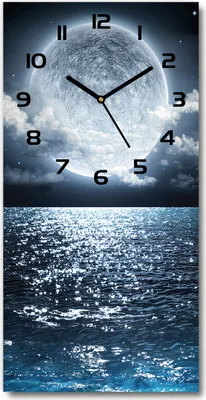 Produktbild von Wanduhr aus Glas – 30x60 cm - Glasbild - Glasuhr - Gehärtetes Glas -Der Vollmond
