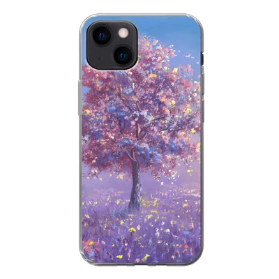 Produktbild von MuchoWow® Handyhülle Schutzhülle Hülle für iPhone 13 mini Baum - Sommer - Rosa Silikon Softcase Handy Hülle - Softcase