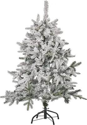 Produktbild von BELIANI Weihnachtsbaum 120 cm Weiß Kunststoff Metall Schnee Effekt inkl. Ständer Weihnachtszeit Weihnachten Wohnzimmer Modern