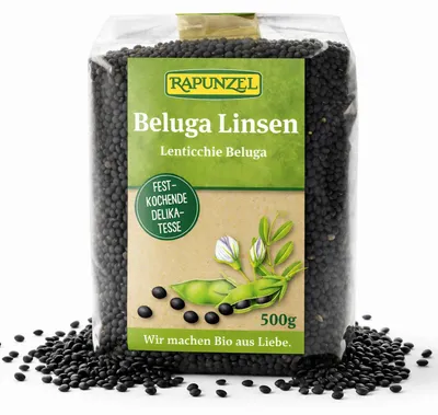 Produktbild von Rapunzel Belugalinsen - 500g - 6 Beutel