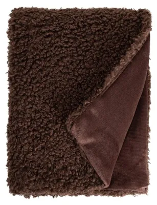 Zdjęcie produktu dla HOMLA Koc SOLANO brązowy z tkaniny boucle o pętelkowej fakturze 150x200 cm