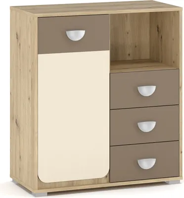 Obrázek produktu pro nabbi Jednodveřová komoda se zásuvkami Loros CH-3DRWS1D - dub artisan / latte / champagne
