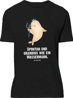 Produktbild von Mr. & Mrs. Panda Größe M T-Shirt Sternzeichen Wassermann - Schwarz - Geschenk, Tshirt, Geburtstag Januar, mit Spruch, Nix, Herren, Meermann, Shirt, Meer, Februar