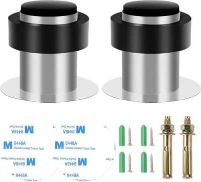 Produktbild von 2 Stück Türstopper zum Schrauben, Bodentürstopper Edelstahl, Türstopper Boden Schrauben, Türstopper Boden Selbstklebend, mit Gummi-Puffer, für alle Hartböden Zum Schutz Von Wand und Möbel