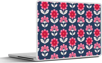 Produktbild von MuchoWow® Laptop Aufkleber Sticker Cover Blumen - Muster - Rot 25x18 cm - Laptop-Deko