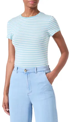 Productafbeelding van VERO MODA T-shirt voor dames, kleur: porseleinblauw/gestreept, kleur details: sneeuwwit, maat: S