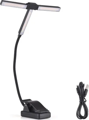 Obrázok produktu pre Svetlo na noty so svorkou - v tvare T, skladacie, 51 LED diód, 4 teploty farieb, 12 nastavení jasu, nenáročné na oči, nabíjateľné