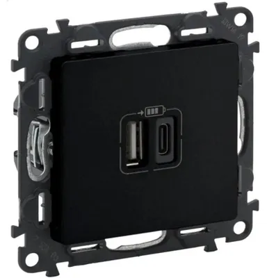 Image de Prise 2XUSB A+C 5V 3A 15W LGR 756306 Valena Life Legrand - Noir