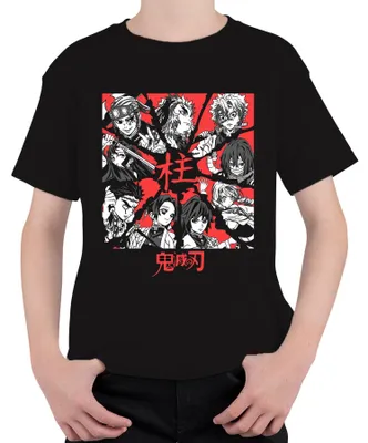 Immagine prodotto di Maglietta nera per bambini, nera, 128, con scritta "Demon Slayer Kimetsu no Yaiba Hashira Anime Gift Vintage"
