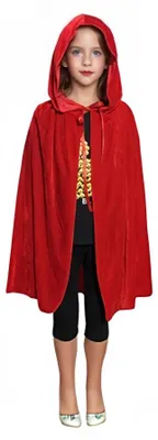 Productafbeelding van Proumhang, cape met capuchon, fluweel, kinderkostuum, Halloween, vampier, dood – maat XL