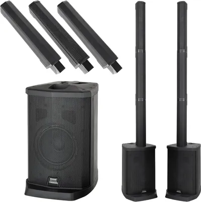 Productafbeelding van Line Array Systeem - PA Zuilsysteem - Live Geluid - Ingebouwde Mediaspeler - 2 Sets - Zwart