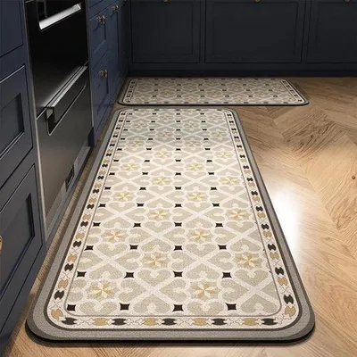 Produktbild von Famanu Küchentepiche Set 2 Stück - Antislip, waschbar, ölbeständig, 43 x 75 cm + 43 x 120 cm