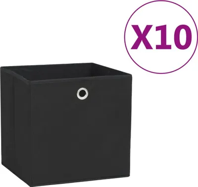 Image de Boîtes de rangement 10 pcs Tissu intissé 28x28x28 cm Noir
