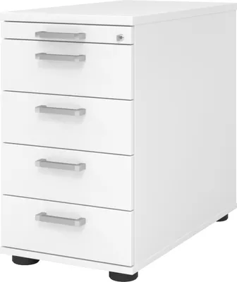 Produktbild von bümö office Standcontainer - mit 4 Schubladen - Nachbildung: Weiß, Griff: Chromgriff (Metall)