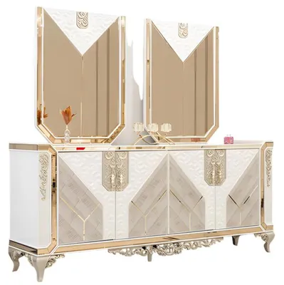 Produktbild von Kommoden mit 2x Spiegel Luxus Weiß/Gold Schlafzimmer Moderne Möbel