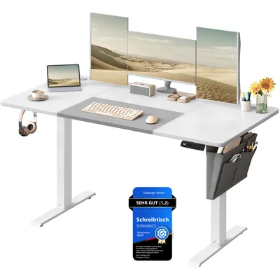 Produktbild von SONGMICS Höhenverstellbarer Schreibtisch elektrisch 140cm Memory-Funktion mit 4 Höhen klassikweiß