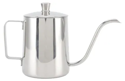 Produktbild von Handkaffeekessel aus Edelstahl mit schmalem Tropfauslauf und Schwanenhals, 350 ml, Silber