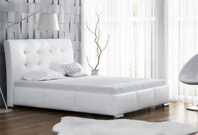 Produktbild von Polsterbett Bett Doppelbett RENE Kunstleder Weiss 140x200cm