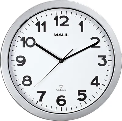 Obrázok produktu pre MAUL nástenné hodiny MAULstep Ø 35 x 5 cm rádiom riadené plastové 1 x AA (1,5 V) strieborné