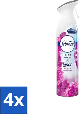 Produktbild von Febreze Amethyst Raumspray – Frischer Blumenduft – 300 ml - Vorteilspack - 4 Stücke