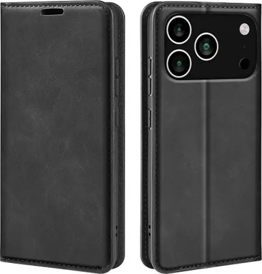 Produktbild von Mobigear Retro Slim iPhone 17 Pro Hülle Klapphülle Geldbörse - Schwarz