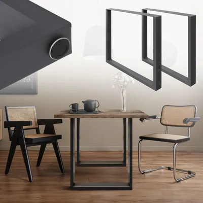 Produktbild von ECD Germany 2x Tischbeine / Tischkufen aus Vierkantprofilen, 70x72 cm, Anthrazit, pulverbeschichtete Stahl, Industriedesign, DIY Metall Tischgestell