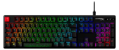 Obrázok produktu pre HyperX Alloy Origins PBT HX Red – mechanická herná klávesnica, Plná veľkosť (100 %), Kábel, USB, Mechanický spínač kláves, RGB LED, Čierna