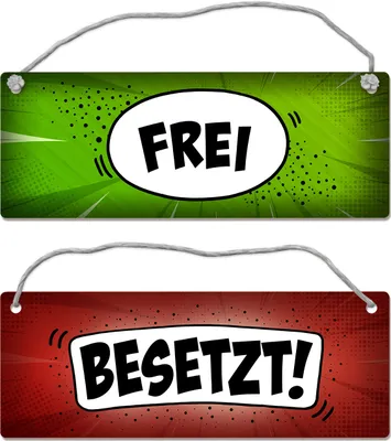 Produktbild von Besetzt oder Frei Wendeschild mit Kordel im Comic-Stil Toilette Klo WC Klopapier