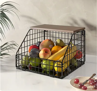 Produktbild von Obstkorb Hängend Wandkorb Obstschale Obst Gemüse Aufbewahrung Küchenorganizer Badezimmer mit 4 Haken