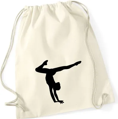 Produktbild von Huuraa Turnbeutel Turnen Gymnastik 12 Liter Natural Baumwolle Rucksack Geschenkidee