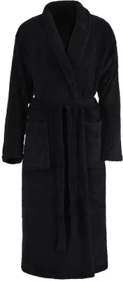 Imagen del producto de Bata de microfibra uni Unyqoos® con cuello mao, cinturón y 2 bolsillos. Fabricada en poliéster suave, disponible en tallas S/M a XXL/3XL, y en colores: , antracita, azul marino, marrón, crema y rosa