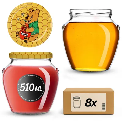 Zdjęcie produktu dla Słoiki do wekowania KADAX 510 ml z zakrętką fi82mm, słoiki z zakrętką, słoiki do wekowania, słoiki do wekowania (Kubuś Puchatek, 8 sztuk)