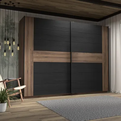 Produktbild von Schiebetürenschrank >Bellevue< in Schwarz Eiche/ Schlammeiche - 269,9x209,7x61,2cm B/H/T