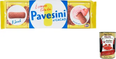 Produktbild von 6x Pavesi Pavesini Kekse Kakao Biscuits 200 g cookies Cocoa kuchen + Italian goumet polpa 400g