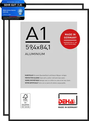 Produktbild von DEHA Design Bilderrahmen Boston (2er Set), A1 59,4x84,1 cm, Aluminium Schwarz Matt