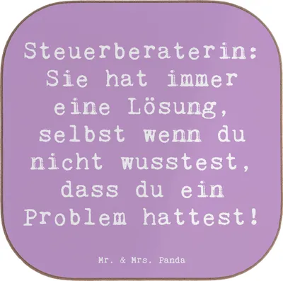 Produktbild von Mr. & Mrs. Panda Untersetzer für Gläser Spruch Steuerberaterin Lösung - Lavendeltraum - Geschenk, Berufsliebe, Persönlich, Beruf, Liebevoll, bieruntersetzer, Vertrauen