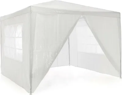 Produktbild von VCM Pavillon | Maße ca. 3x3 m | wasserabweisende 110g / m² PE Plane | Partyzelt | Gartenzelt mit 4 Seitenteile | Weiß