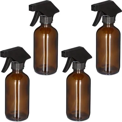 Produktbild von Famanu Sprühflaschen Set 4 Stück 230 ml - Glas mit schwarzem Sprühkopf