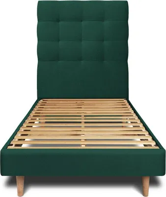 Produktbild von Bett mit gepolstertem Kopfteil – Samtstoff - 90 x 200 cm