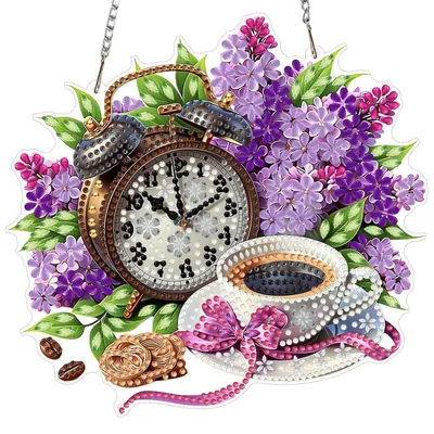 Produktbild von Diamond Painting Anhänger Blumen Kaffee für Erwachsene, Fensterbild Bastelset Hängend Ornament Tür Wand Deko