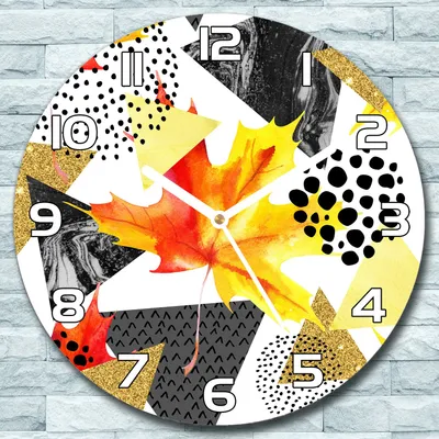 Produktbild von Wanduhr aus Glas Rund fi 30 Herbstdreiecke Bunte Abstraktion Schlafzimmer Büro