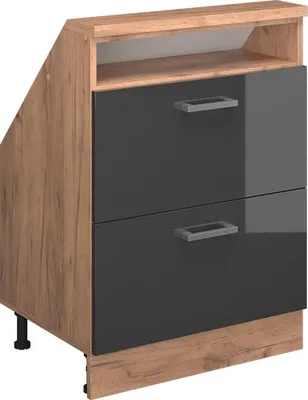 Produktbild von Dachschrägenschrank Vicco Rion Anthrazit Hochglanz mit 2 Schubladen, Model 56078