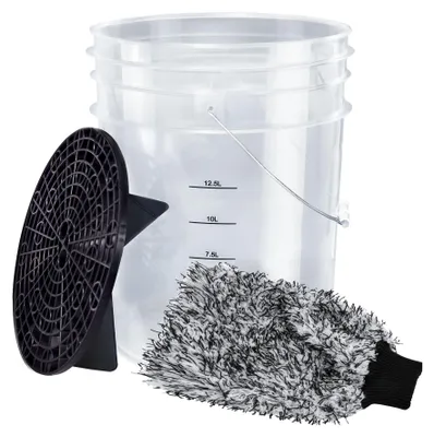Produktbild von Benbow Autowasch-set, 3tlg, Transparent Wascheimer 20 Liter Mit Schmutzsieb, Auto-waschhandschuh, Autoaufbereitung, Waschanlage, Autozubehör, Autos