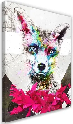 Produktbild von Leinwandbild abstrakter fuchs und formen 40x60 cm Feeby rosa wandbild bereit zum aufhängen