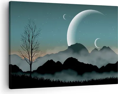 Produktbild von Bild auf Leinwand - Leinwandbild - Einteilig - Himmel Nacht Illustration - 70x50cm - Wand Bild - Wanddeko - Wandbilder - Leinwanddruck - Bilder - Wanddekoration - Leinwand bilder - AA70x50-4143