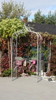 Produktbild von Rosenbogen BRESLAU Gesamtbreite 1,30 m Verzinkt Pergola Metallrosenbogen Gartenbogen Rosensäule
