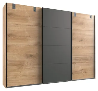 Produktbild von Schlafzimmer Schwebetürenschrank mit 270 cm Breite in Eiche mit graphit, 3-türig - MONTELLA-43