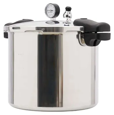 Produktbild von Druckkochtopf - Großer Schnellkochtopf 22L - Aluminiumlegierung - Explosionsgeschützt 90 kPa - Mit Manometer - Ø 32 x 28 cm - Silber