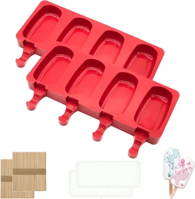 Immagine prodotto di MARUKO - 2 stampi in silicone per il ghiaccio - 4 forme per cubetti di ghiaccio - Ghiaccioli - Senza BPA - Riutilizzabili, per preparare il ghiaccio in casa