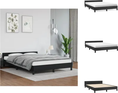 Produktbild von vidaXL Bettgestell mit Kopfteil Schwarz 140x200 cm Kunstleder -  Betten & Bettgestelle